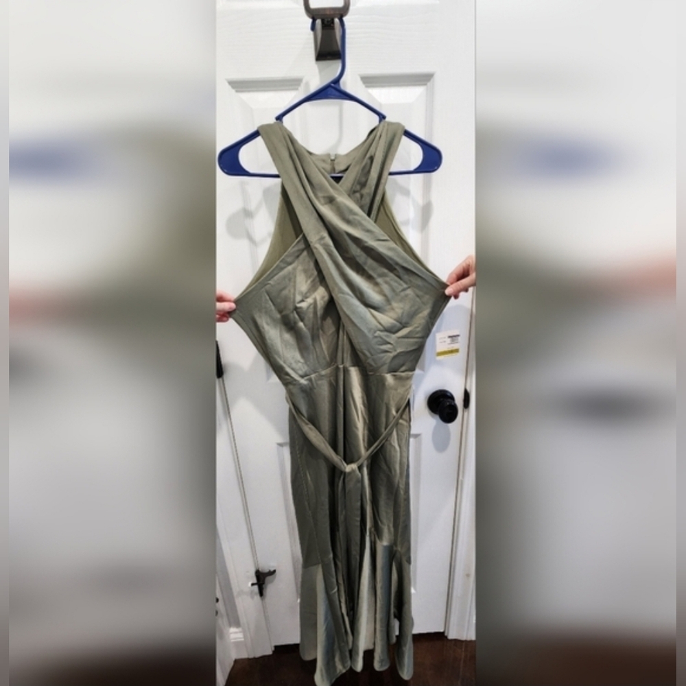 Taylor, Green Halter Dress, Size 14